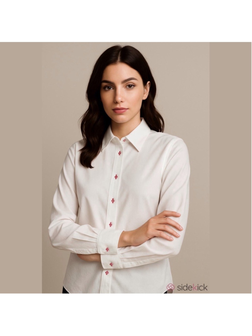Coton Doux Paris Women’s Shirt White Tailored Cotton Cupcake Trim - Picture 8 of 13
